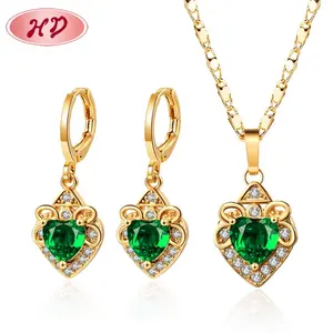 import bulk jewelry 18k gold plate delicate zirconaia cz diamond heart dangle earrings and pendant necklace womens jewelry sets