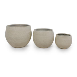 Pot de fleurs en céramique de style américain, écologique et durable, design bol beige moucheté pour jardin intérieur/extérieur, patio (lot) - Product Image 5