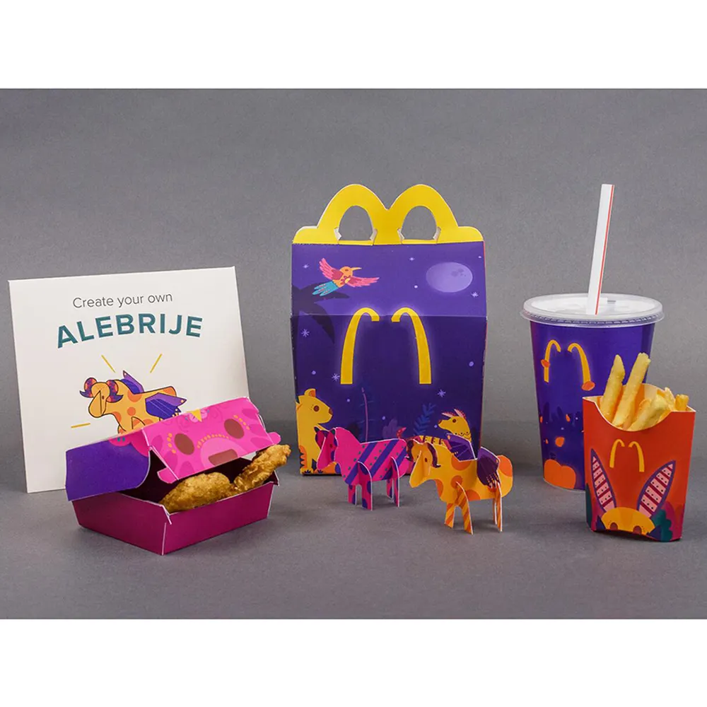 Lebensmittelqualität individuelles Logo 9 12 14 Zoll 33 35 cm schwarze Box aus Kraftpapier wellpappe für Pizza Burger Pommes Frites Brathähnchen Happy Share Meal Box