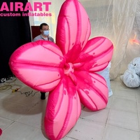 Fleur gonflable décorative rose pour festival d'art, fleur gonflable suspendue pour événement