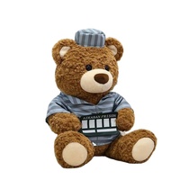 Ours en peluche personnalisé avec logo, motif prisonnier, vêtements créatifs, cadeau mignon, jouet en peluche doux en coton