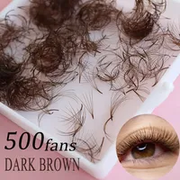 500 Fans de cils préfabriqués en PBT brun foncé mat, faits à la main, 5D, à racine fine, extensions de cils bruns en vrac