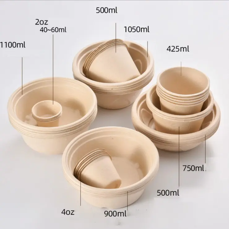 Disposable bagasse bowl thickening environmental protection round packing box
