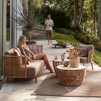 Ensemble de salon de jardin moderne en rotin avec table basse et chaises tressées en aluminium pour 2 personnes, idéal pour salon, jardin, terrasse, balcon