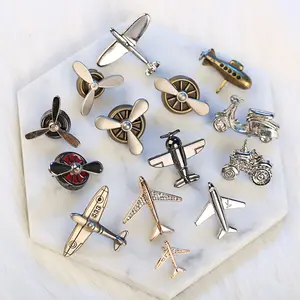 Fashion Retro Metal Movable Aircraft Engine Brooch Pin Customizable Men's Suit Lapel Pins For Business