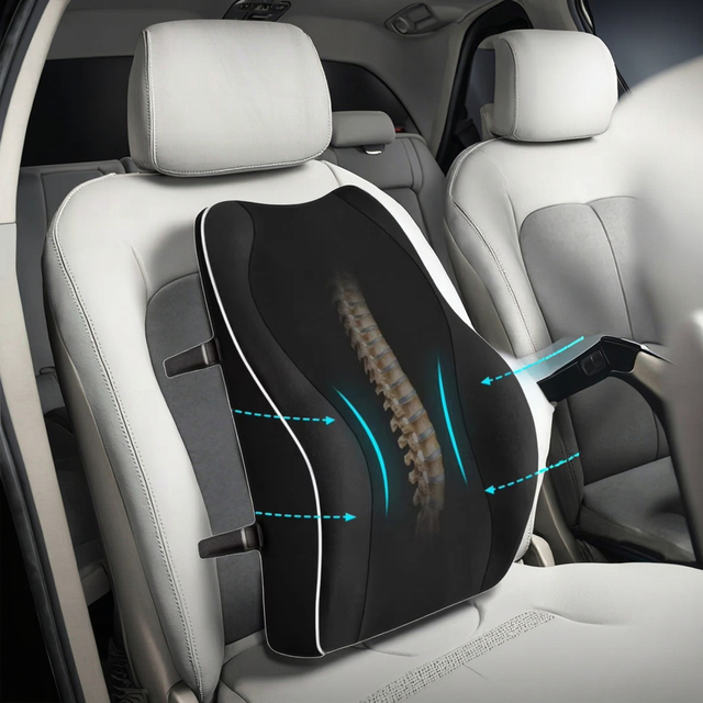 Designer Auto Headrest Pillow Memory Foam Lumbar Back Rest for Travel and Bed Comfortable Sleeping Seat for Neck Support