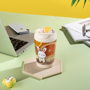 ถ้วยกาแฟแบบใช้ซ้ำได้มีฝาปิดแก้วน้ำดื่มมีฝาปิดสำหรับเดินทางลายการ์ตูนน่ารักใช้ซ้ำได้ - Product Image 2