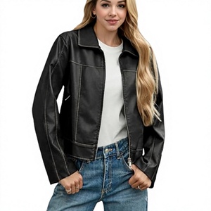 Nouveau manteau court en fourrure épaisse pour femmes, chaud pour l'hiver, tissé, écologique, réversible, col rabattu uni - Product Image 3
