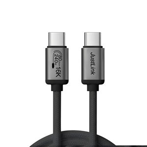 Cable <span class=keywords><strong>de</strong></span> Carga Rápida JustLink OEM ODM <span class=keywords><strong>de</strong></span> 240 W USB4.2 16K 80 Gbps Tipo-C a Tipo-C con Funda <span class=keywords><strong>de</strong></span> Nailon para Teléfono, Auriculares y Reloj - Product Image 1