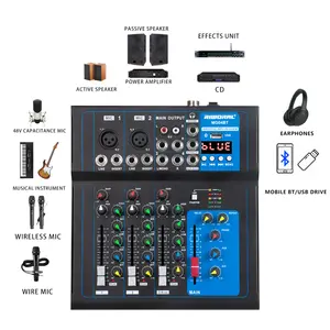 Mixer Audio Portabel 4 Kanal Pengontrol Mixer <span class=keywords><strong>DJ</strong></span> Mixer Audio FX DSP USB MP3 Pemutar Audio Mini Peredam Kebisingan MGO4 - Product Image 5