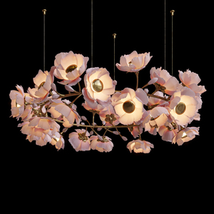 Lustre moderne personnalisé de style Zhongshan, motif floral pivoine, branches en céramique et cuivre, pour salon et <span class=keywords><strong>hôtel</strong></span> - Product Image 2