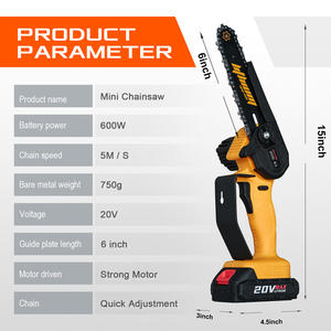 6-Inch Gele Draadloze Kettingzaag Met Hoge Hardheid Verstelbare Ketting Afneembare Batterij Multifunctioneel Voor Boomsnoei En Houtwerk - Product Image 3