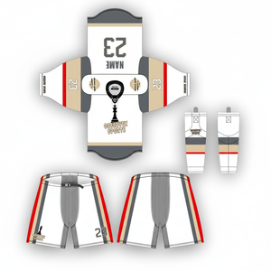 ชุดเสื้อเจอร์ซีย์เล่นฮ็อกกี้น้ำแข็งพิมพ์ลายด้วยเปลือกหอยลูกไม้และถุงเท้างานปัก - Product Image 1