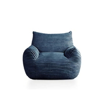 Fauteuil de sol compressible en velours côtelé avec accoudoirs, dossier haut, confortable, taille adulte