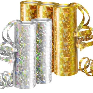 5 pièces or métallique et argent pour <span class=keywords><strong>anniversaire</strong></span> de la rentrée scolaire et décorations de fête en or Serpentine Streamers - Product Image 1