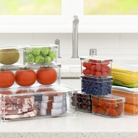 Ensemble complet de bacs organisateur de réfrigérateur empilables avec couvercles organisateurs de réfrigérateur transparents et stockage des aliments