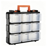 Boîte à outils en plastique transparente double face pour vis et accessoires, vente en gros