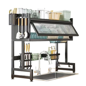 Scolapiatti a Doppio Strato Multifunzione per <span class=keywords><strong>Cucina</strong></span>, Salvaspazio, in Metallo, da Appoggio, Porta Utensili e Scolapiatti per Lavello - Product Image 1