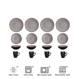 ชุดจานครัวทรงกลมพร้อมแก้วโปรโมชั่นพิเศษ เคลือบสีแบบรีแอกทีฟ ใช้กับไมโครเวฟได้ ชุดอาหารเย็นสำหรับใช้ในบ้าน โปรโมชั่นเดือนกันยายน - Product Image 3