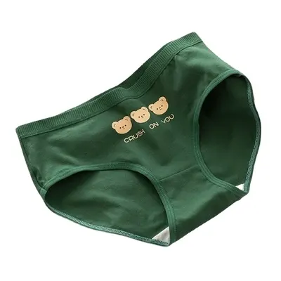 Heiße grüne Teddybär Slips mit mittlerer Taille für Damen bequeme atmungsaktive Hosen Damen unterwäsche Baumwolle
