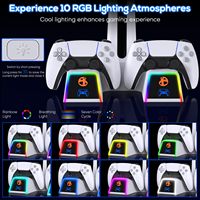 Support de charge double pour manettes VR2 RGB pour PS5 et accessoires Playstation VR2 avec connecteur magnétique et adaptateur secteur