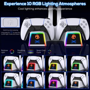 Base de Carga Doble RGB para Controles <span class=keywords><strong>VR2</strong></span> de <span class=keywords><strong>PS5</strong></span> y Accesorios de <span class=keywords><strong>Playstation</strong></span> <span class=keywords><strong>VR2</strong></span> con Conector Magnético y Adaptador de Corriente - Product Image 2