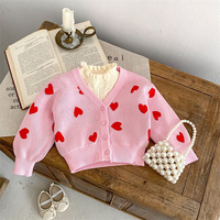 Cardigan à manches longues en tricot avec cœur pour bébé et fille, 1 pièce, marque privée, collection printemps-automne