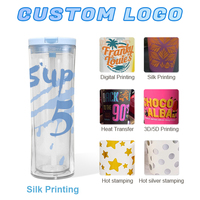 Vente en gros de gobelets en acrylique avec boule à neige de 20oz qui brillent dans le noir tasses en plastique pré-percées à double paroi PS Party clair sans BPA