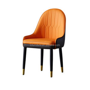 Sillas de Comedor Ajustables y Resistentes de Estilo Moderno de Mediados de Siglo, Tapizadas en Cuero Sintético Vegano Ecológico, con Detalles en Latón - Product Image 1