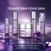 Collection de soins rajeunissants NMN Resveratrol de Natural Beauty Factory, coffret complet anti-rides, sérum, crème, boîte cadeau