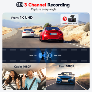 Видеорегистратор Redtiger Distributor F17 4K с 3 каналами, ночным видением и мониторингом парковки, мини-камера для автомобиля (передняя и задняя) без <span class=keywords><strong>SD</strong></span>-карты - Product Image 2