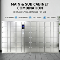 Casier de rangement intelligent en acier inoxydable avec reconnaissance faciale, armoire électronique assemblée résistante à la rouille pour employés de supermarché/centre commercial