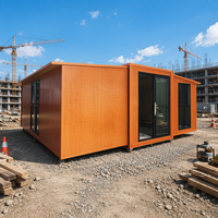 Maison conteneur extensible, panneaux muraux résistants à la corrosion, grande porte coulissante en verre, bureau temporaire pour chantier