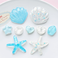 Breloques en résine thème plage en gros, décorations brillantes pour coques de téléphone, accessoires de chaussures coquillages et étoiles de mer