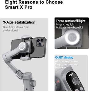 Stabilisateur de cardan Smart <span class=keywords><strong>X</strong></span> Pro pour Smartphone Contrôle de la mise au point de l'écran Hd Contrôle du zoom Vlog Youtuber <span class=keywords><strong>Tik</strong></span> <span class=keywords><strong>Tok</strong></span> avec rallonge et trépied - Product Image 2