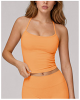 Ensemble de yoga 2 pièces respirant et à séchage rapide pour femme : débardeur de sport rembourré dos nageur et pantalon de jogging taille haute court à jambes larges
