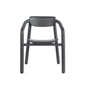 Minimalist Aluminum Garden <b>Chair</b> with Tapered Legs Stackable Waterproof Gliding Movement Durable Outdoor Furniture <b>Black</b> Color - Product Image 1