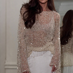 Women s T shirts and Sexy Sheer <strong>Sequined</strong> <strong>Tops</strong> Made by Chinese OEM Manufacturers Supports Small Batch Wholesale Customization - Product Image 1