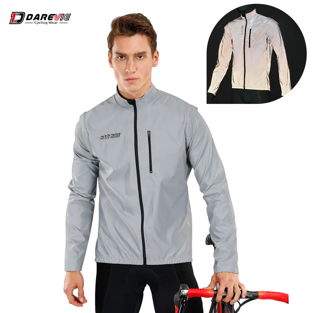 Darevie − veste de cyclisme professionnelle pour hommes, tenue personnalisée, coupe-vent/imperméable, manches amovibles, gilet de cyclisme réfléchissant