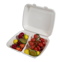 Boîte à lunch biodégradable personnalisée pour la restauration rapide, boîte à hamburger en bagasse de 6 pouces, emballage en canne à sucre pour hamburgers