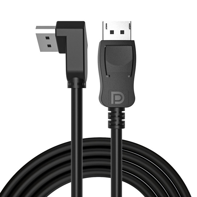 90 Degree DP 1.2 Cable 4K 144Hz 21.6Gbps DP to DP Cord ABS Shell Right Angle  Cable for Gaming Monitor Laptop