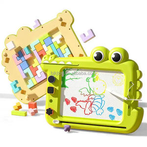 Papan gambar magnetik magnetik warna-warni 2-in-1 2023 dengan blok Puzzle geser papan tulis balita - Product Image 1