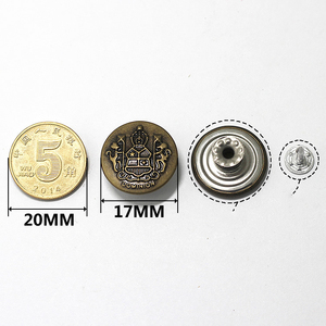 カスタムロゴ布服20mmエンボス加工ビンテージ真鍮シルバーデニムジーンズボタンと衣服用リベット - Product Image 3
