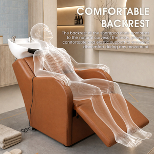 Bacs à shampoing et chaises de barbier modernes en cuir PU violet avec bassin en céramique facile à nettoyer pour salon de coiffure - Product Image 4