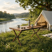 Table pliante portable en acier carbone robuste pour pique-nique en plein air, jardin, barbecue, mobilier d'extérieur