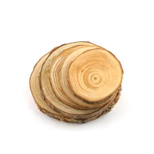 2''-5'' Unfinished Natural Wood Slices Circles with Tree Bark Log Discs for DIY Craft Christmas Rustic Wedding Ornaments