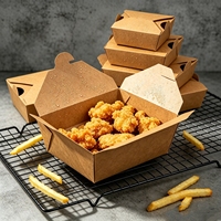 Conteneur à emporter en papier kraft biodégradable et recyclé, étanche, avec fermeture à clip sécurisée pour poulet frit, sushi, frites