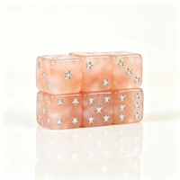 Dés en acrylique personnalisés de 16 mm, dés en résine à angle droit, dés à 6 faces, dés en perles orange, ensemble de dés de jeu D6 avec étoiles argentées