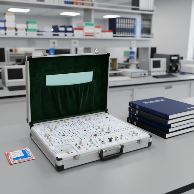 Electronics Lab Set New Aluminum-Wood Box Clear Component Analog Circuit Experiment Box Didactic Trainer Electrical Training Kit