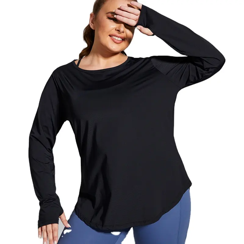 Long Sleeve T Shirt Ladies Loose Yoga Tops Basic Shirts Wholesale Custom Women's Plain Workout Top Gym Sports Full Adults CN GUA